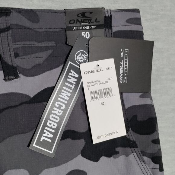 O'Neill GI Jack Traveler Hyper Freak Hybrid Ripstop Shorts Men 50 Black Camo NEW - Picture 4 of 16